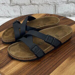 Birkenstock Yao Balance Birko-Flor Womens 6/37 Narrow Fit Black Sandals